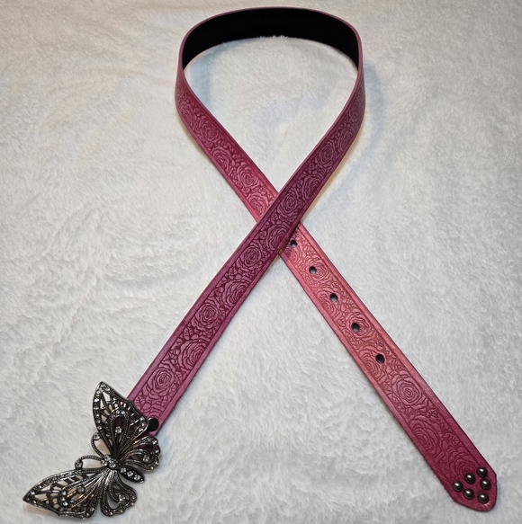 Pink Rhinestone Butterfly Buckle Belt - Picture 3 of 5